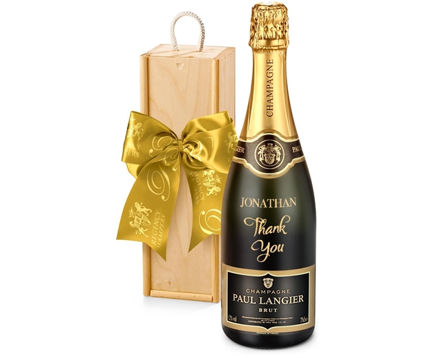 Gifts For Teacher's Paul Langier Champagne Gift Box With Engraved Personalised Bottle